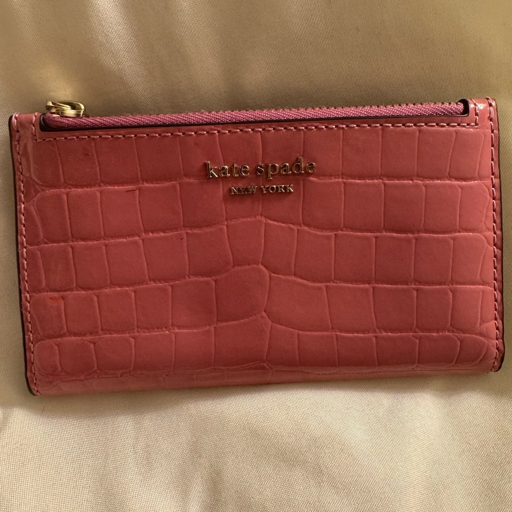 Kate Spade Coral Croc-Embossed Wallet